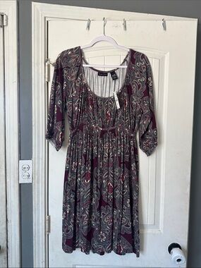 New York & Company Paisley Midi Dress- Large